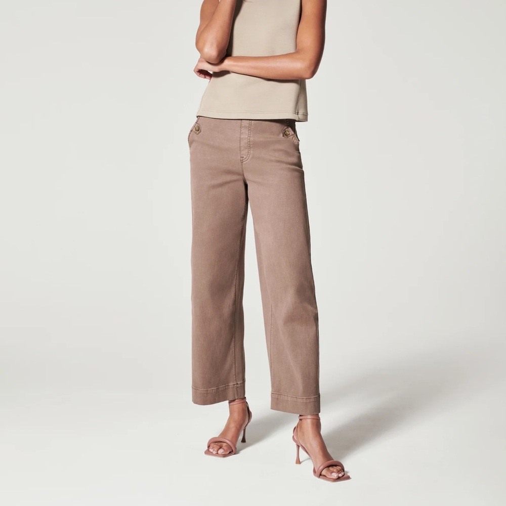 Spanx New With Tags Stretch Twill Cropped Wide Leg Pant XS Petite